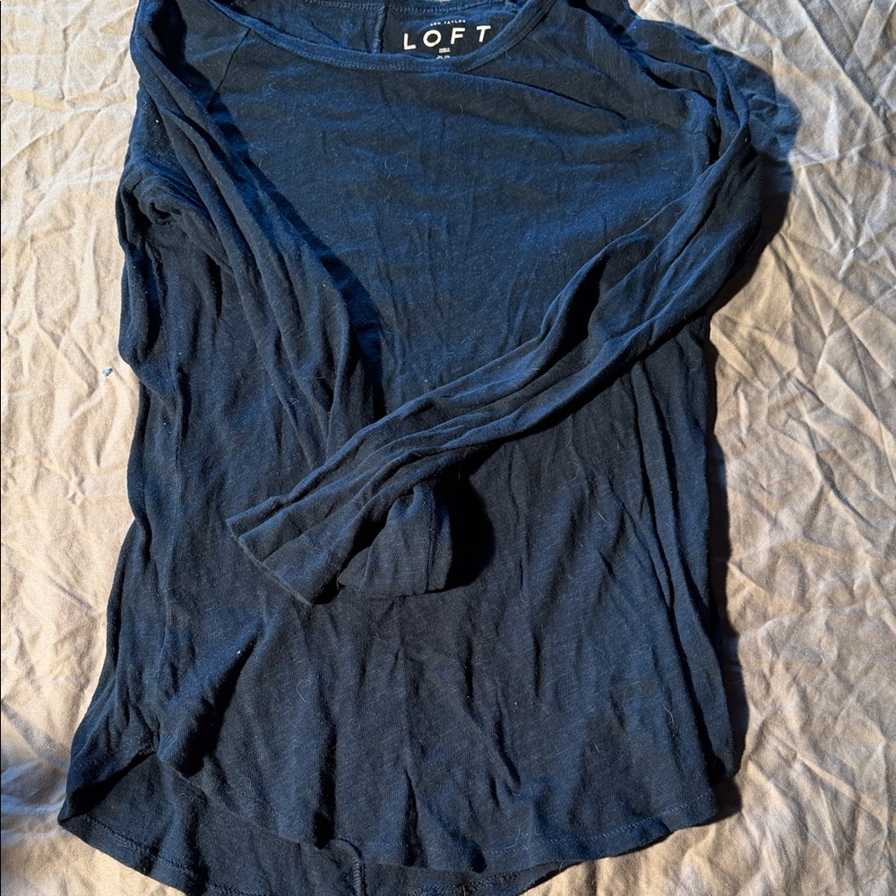 LOFT Navy Long Sleeve Crew Tee